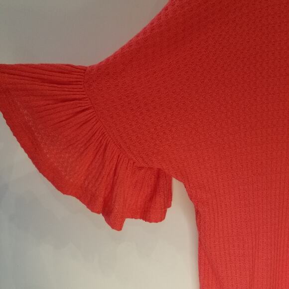 Perfect Peach Orange Oversized Cool Lightweight Tunic Top Bell Sleeves Size L - Picture 9 of 11